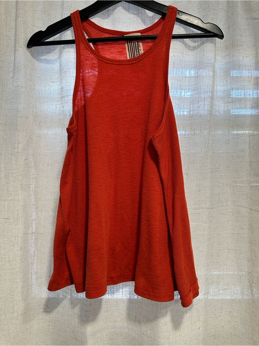 Free People Long Beach Tank S/P Burnt Orange Ribbed Swing Racerback Boho